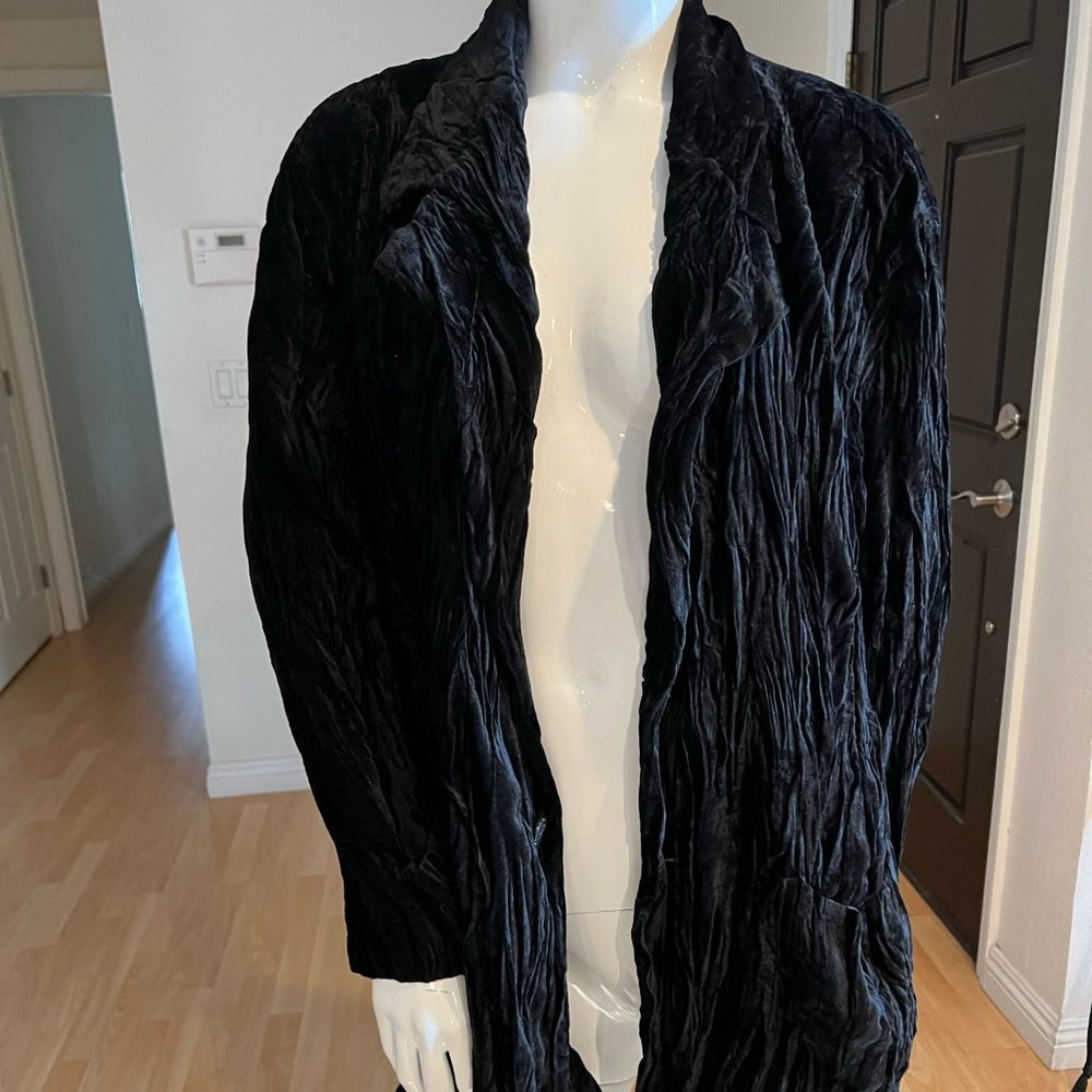 VINTAGE 90'S ISSEY MIYAKE WRINKLED VELVET ASYMMETRICAL BLAZER SIZE LARGE L
